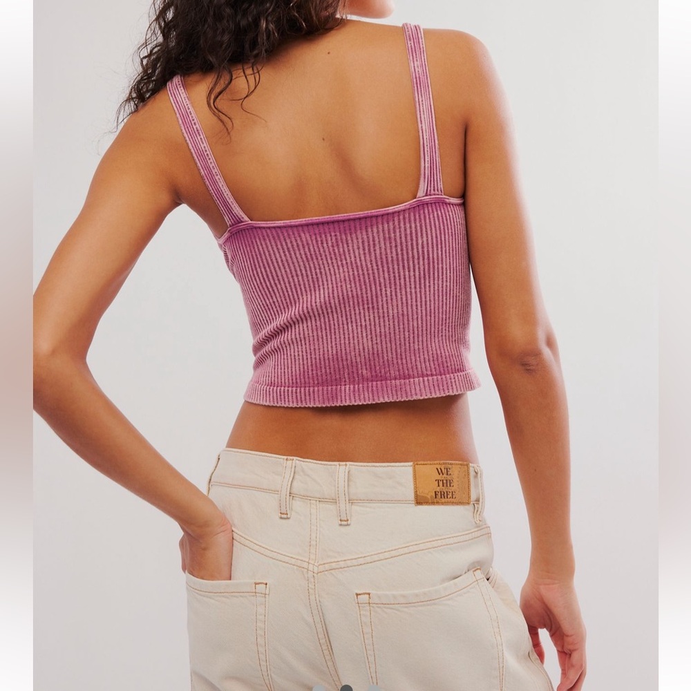 Free People Pink Ribbed Tank Top - Picture 6 of 8